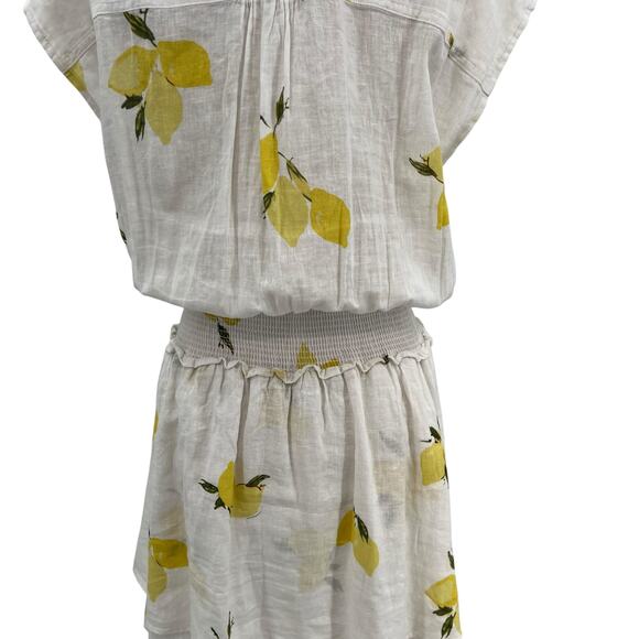 Rails Angelina Dress Mini Linen Citronnade Lemon Print White Yellow‎ Size Small - Picture 9 of 13